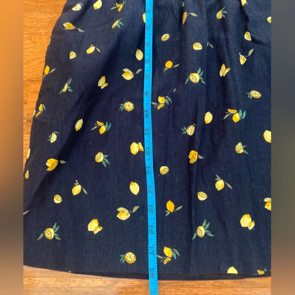 J.Crew Factory Lemon Print Linen Blend Mini Skirt Pull On Pockets Size 10